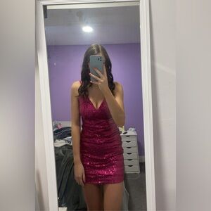 Glamorous Fuchsia Sequin Midi Dress